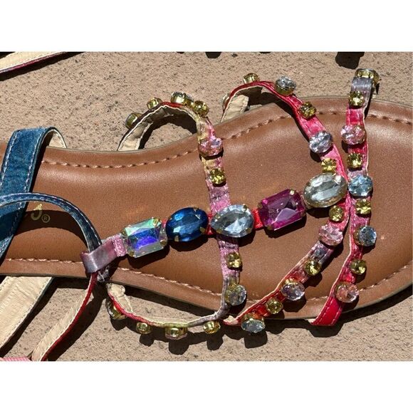 Candie’s Bling Colored StonePeep Toe Sandals Size 7 - Picture 3 of 5
